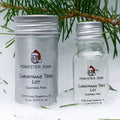 Christmas Essential Oil Blend of Fraser fir tree by Forester. Outside nature view side by side.ohn