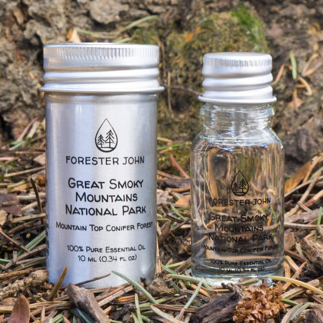Great Smoky Mountains National Park forest scent by Forester John. Outside nature view side by side. 